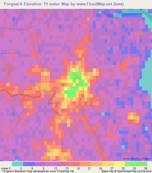 Yongsal-li,North Korea Elevation Map