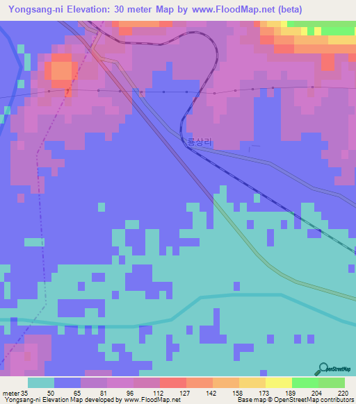 Yongsang-ni,North Korea Elevation Map