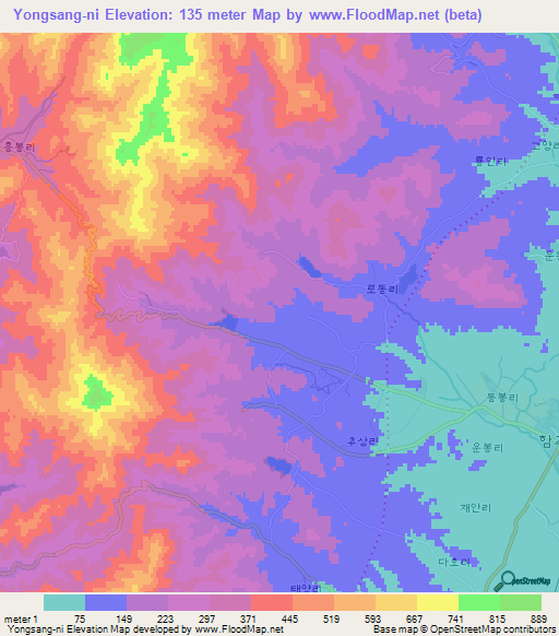 Yongsang-ni,North Korea Elevation Map