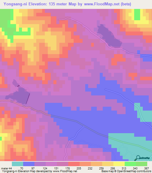 Yongsang-ni,North Korea Elevation Map