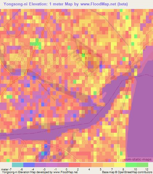 Yongsong-ni,North Korea Elevation Map