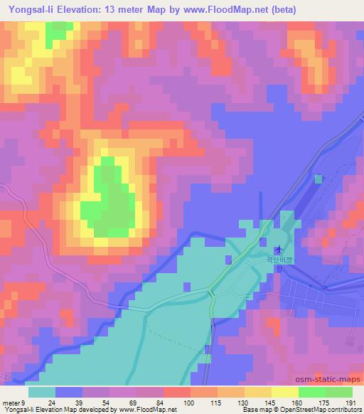 Yongsal-li,North Korea Elevation Map