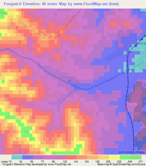 Yongsal-li,North Korea Elevation Map