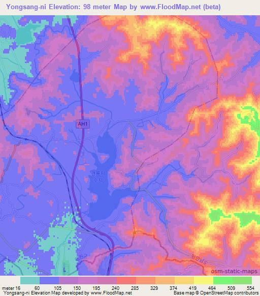 Yongsang-ni,North Korea Elevation Map