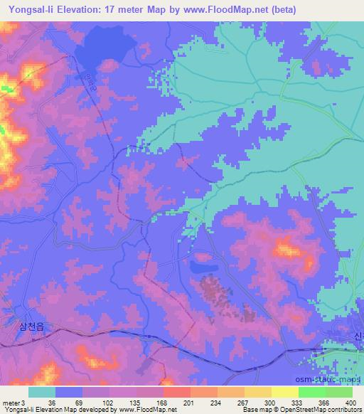 Yongsal-li,North Korea Elevation Map