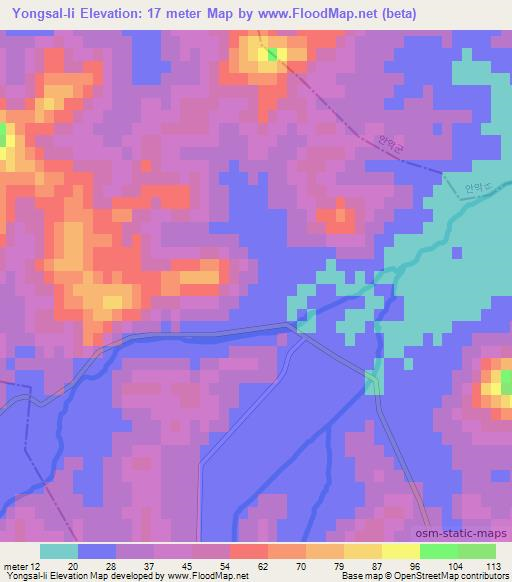 Yongsal-li,North Korea Elevation Map