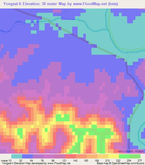 Yongsal-li,North Korea Elevation Map