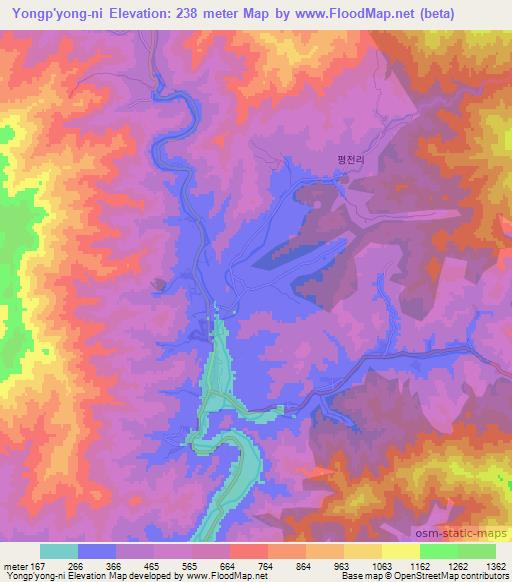 Yongp'yong-ni,North Korea Elevation Map