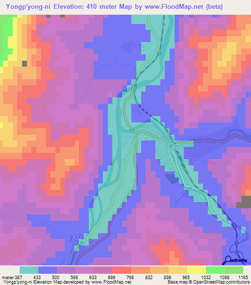 Yongp'yong-ni,North Korea Elevation Map