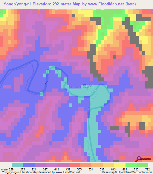 Yongp'yong-ni,North Korea Elevation Map