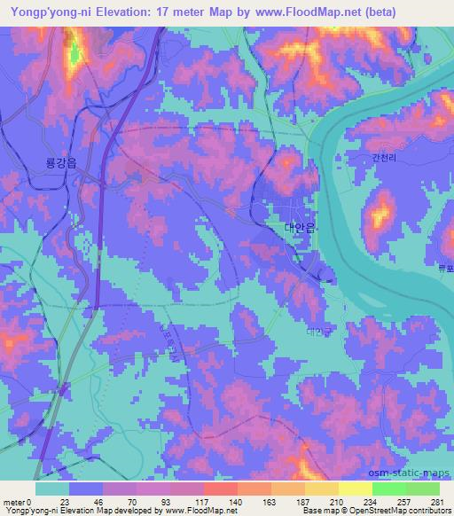 Yongp'yong-ni,North Korea Elevation Map