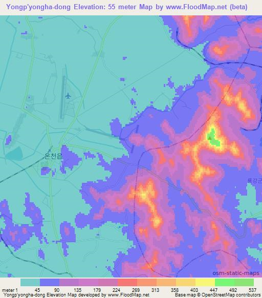 Yongp'yongha-dong,North Korea Elevation Map
