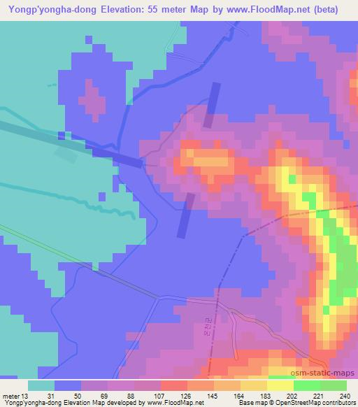 Yongp'yongha-dong,North Korea Elevation Map