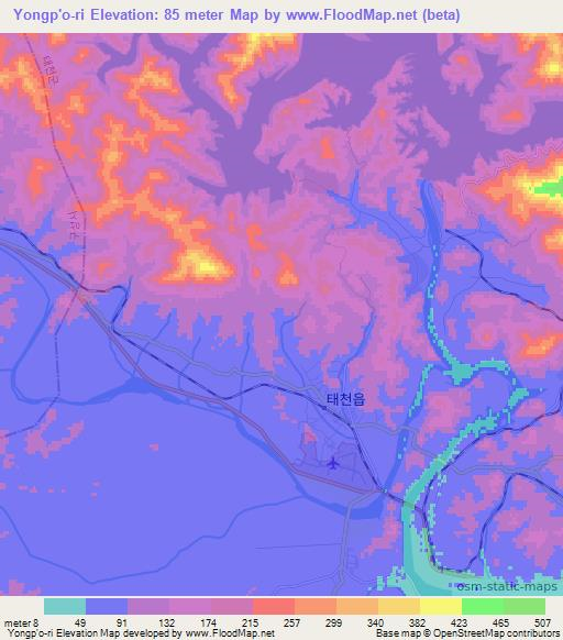 Yongp'o-ri,North Korea Elevation Map