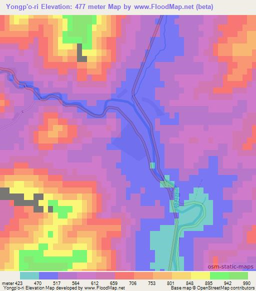 Yongp'o-ri,North Korea Elevation Map