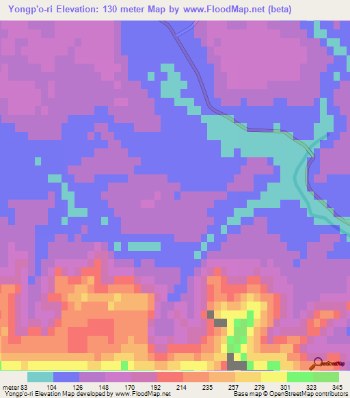 Yongp'o-ri,North Korea Elevation Map