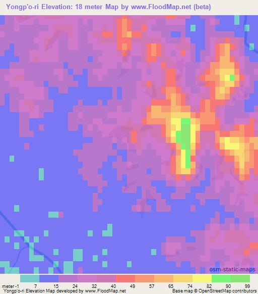 Yongp'o-ri,North Korea Elevation Map