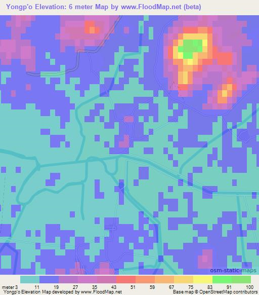 Yongp'o,North Korea Elevation Map