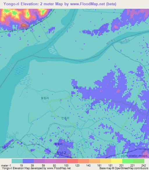 Yongo-ri,North Korea Elevation Map