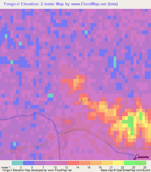 Yongo-ri,North Korea Elevation Map