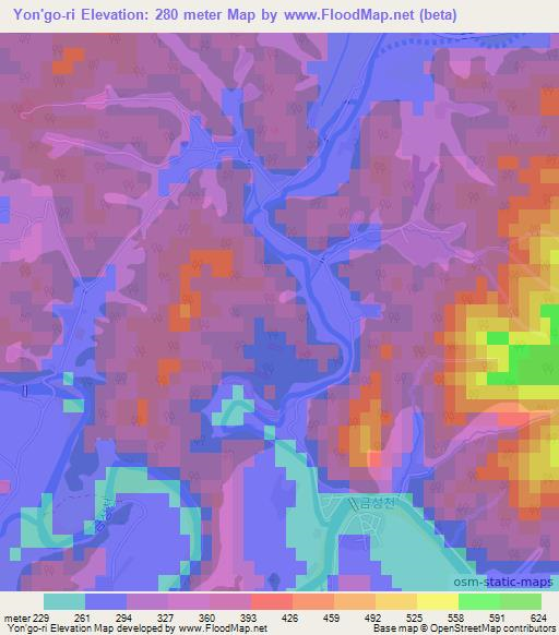 Yon'go-ri,North Korea Elevation Map