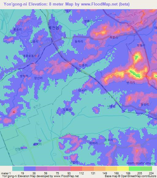 Yon'gong-ni,North Korea Elevation Map