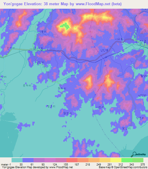 Yon'gogae,North Korea Elevation Map