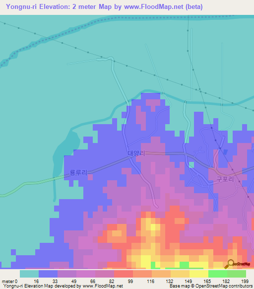 Yongnu-ri,North Korea Elevation Map