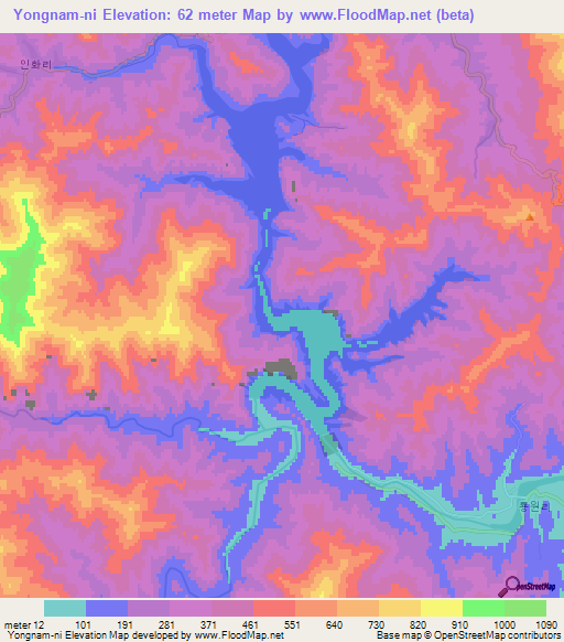 Yongnam-ni,North Korea Elevation Map