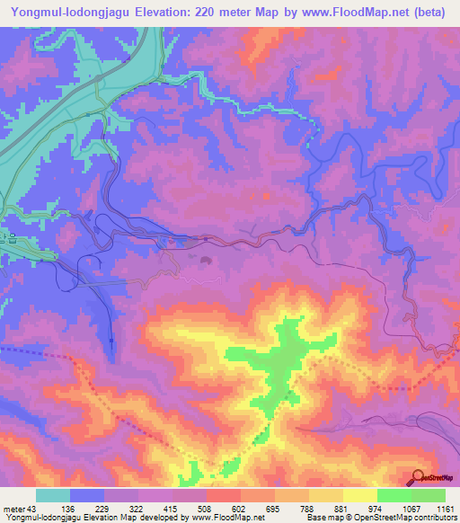 Yongmul-lodongjagu,North Korea Elevation Map