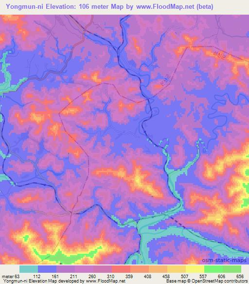Yongmun-ni,North Korea Elevation Map