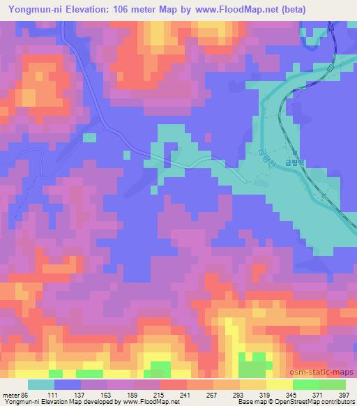 Yongmun-ni,North Korea Elevation Map