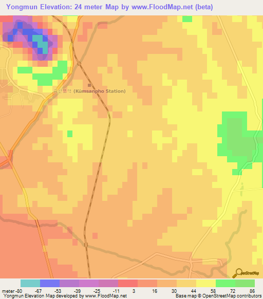 Yongmun,North Korea Elevation Map