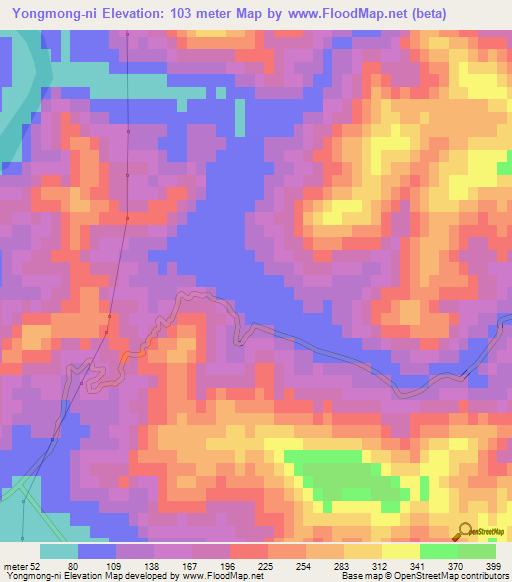 Yongmong-ni,North Korea Elevation Map