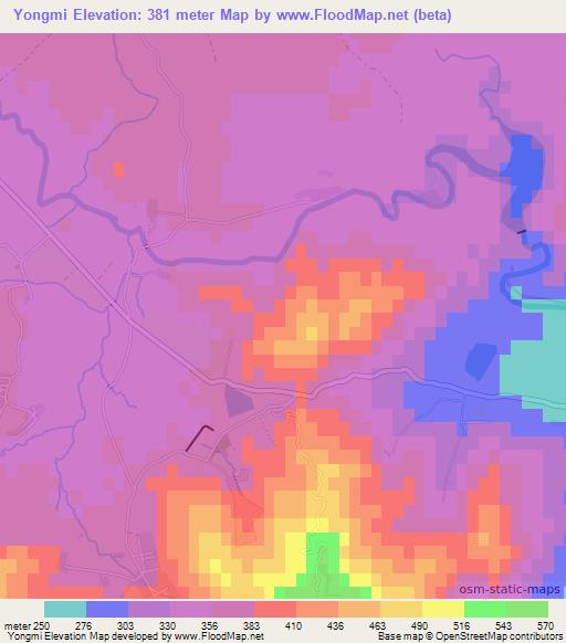 Yongmi,North Korea Elevation Map