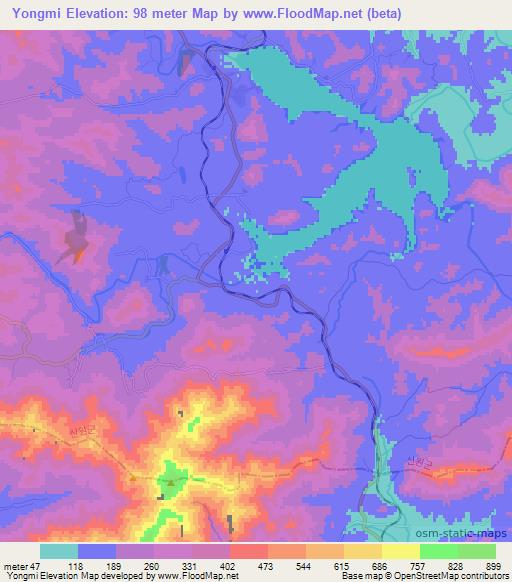 Yongmi,North Korea Elevation Map