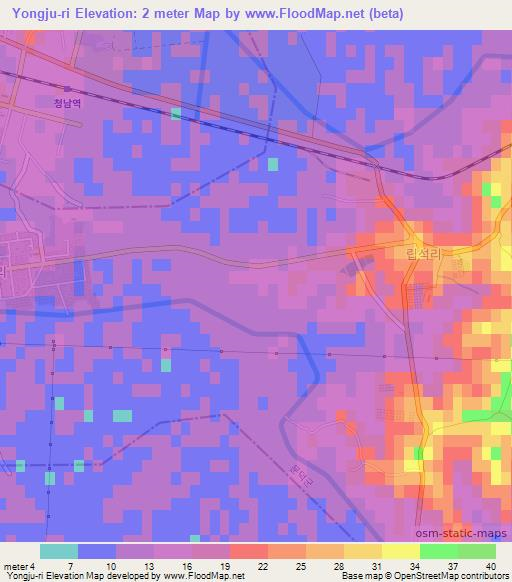 Yongju-ri,North Korea Elevation Map