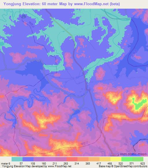 Yongjung,North Korea Elevation Map