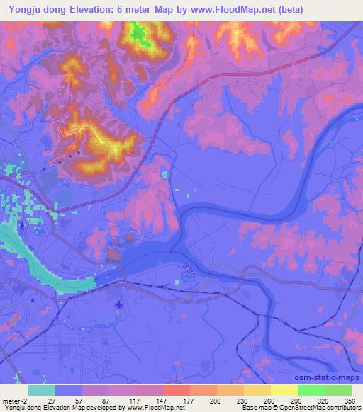 Yongju-dong,North Korea Elevation Map