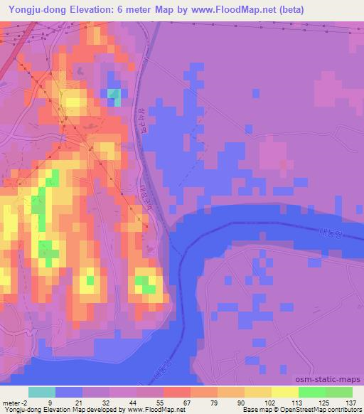 Yongju-dong,North Korea Elevation Map