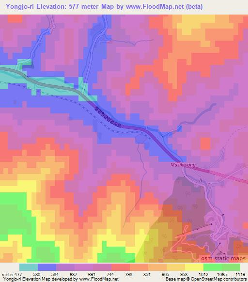 Yongjo-ri,North Korea Elevation Map