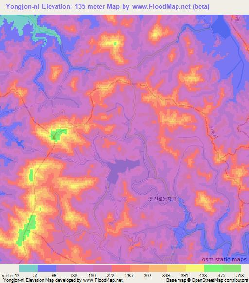 Yongjon-ni,North Korea Elevation Map