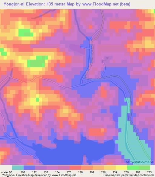 Yongjon-ni,North Korea Elevation Map