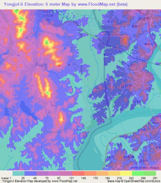 Yongjol-li,North Korea Elevation Map