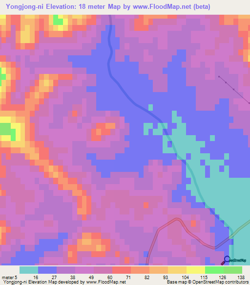 Yongjong-ni,North Korea Elevation Map