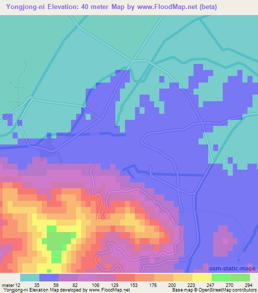 Yongjong-ni,North Korea Elevation Map