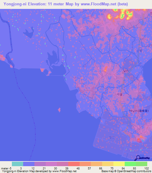 Yongjong-ni,North Korea Elevation Map