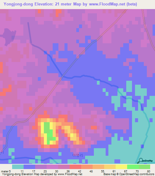 Yongjong-dong,North Korea Elevation Map