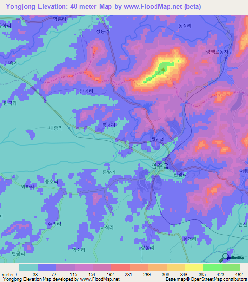 Yongjong,North Korea Elevation Map