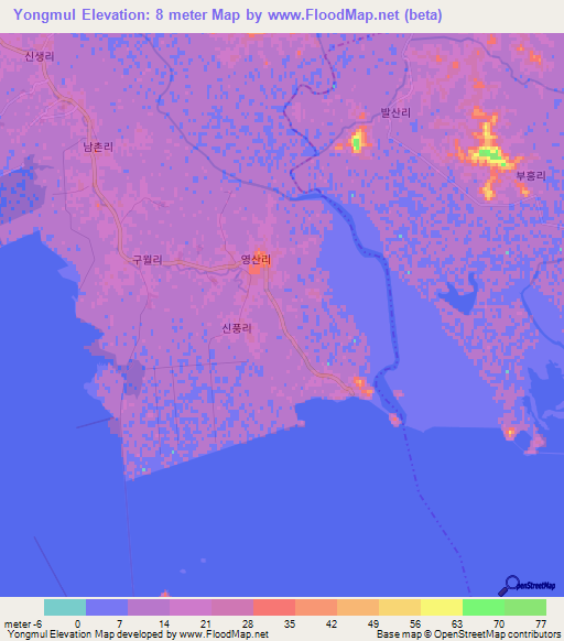 Yongmul,North Korea Elevation Map